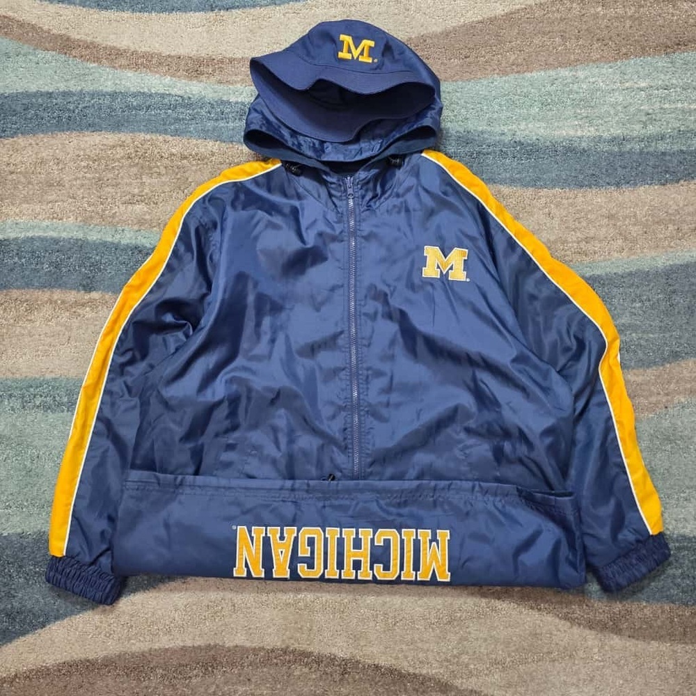 Michigan Wolverines Steve & Barry’s Jacket XL + Bucket Hat Large Navy Yellow Set